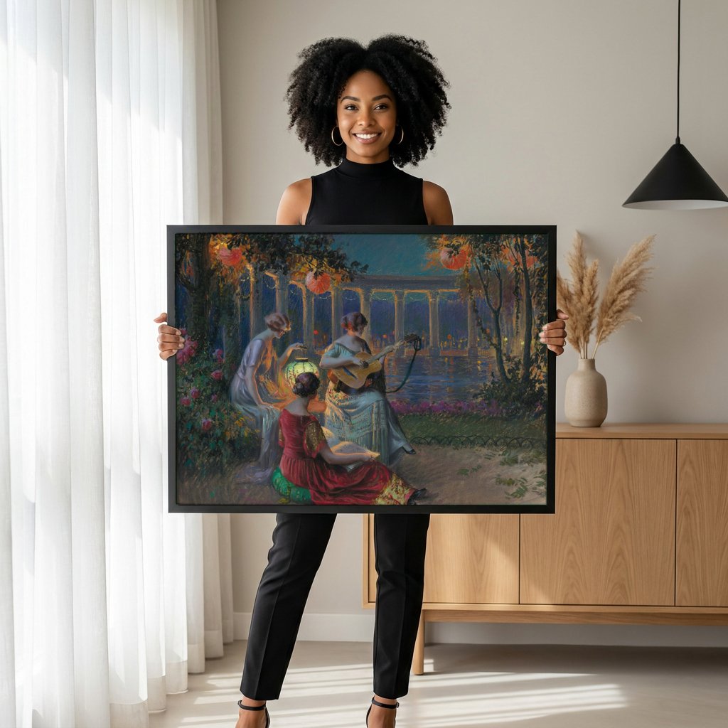 Quadro Decorativo A Serenade - Delphin Enjolras com modelo em ambiente
