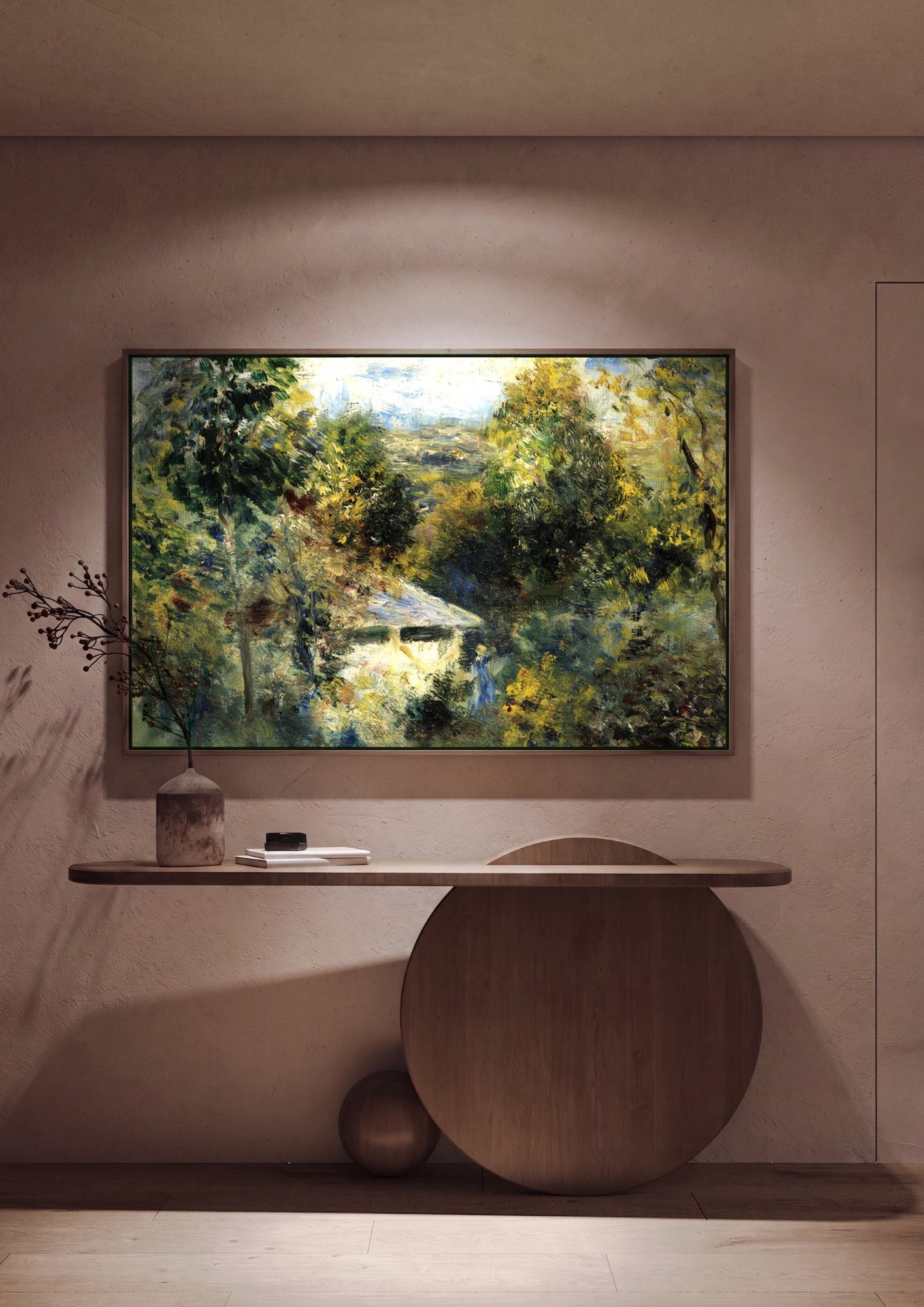Quadro Decorativo Campo com Casinha - Renoir em ambiente decorado