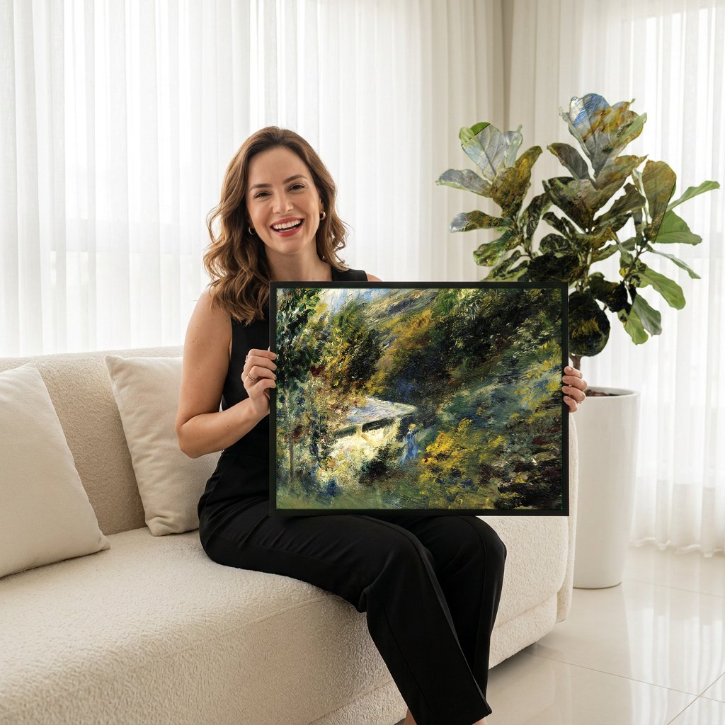 Quadro Decorativo Campo com Casinha - Renoir com modelo em ambiente