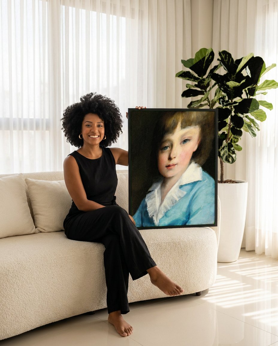 Quadro Decorativo Retrato de Menino - Renoir com modelo em ambiente