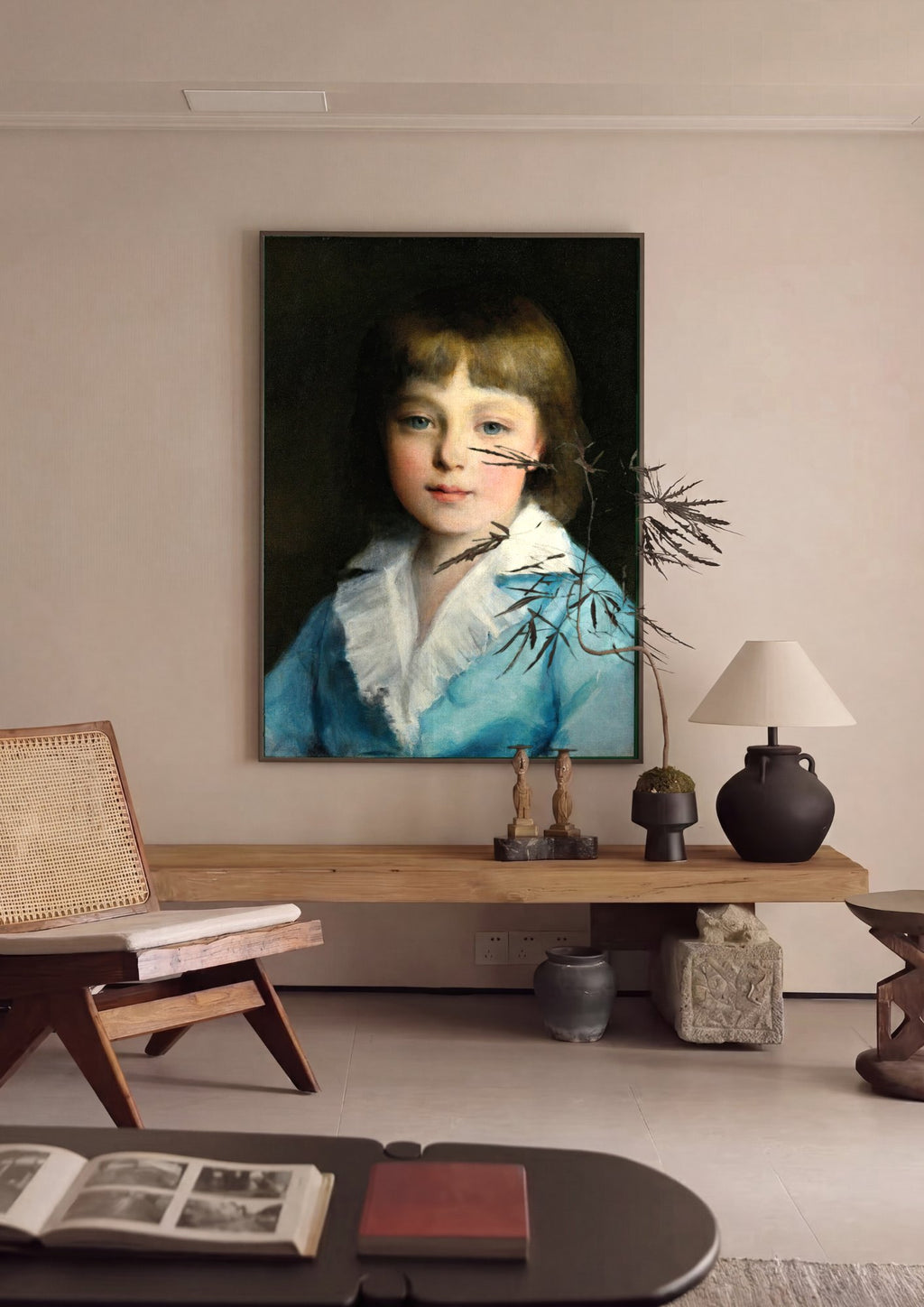 Quadro Decorativo Retrato de Menino - Renoir em ambiente decorado