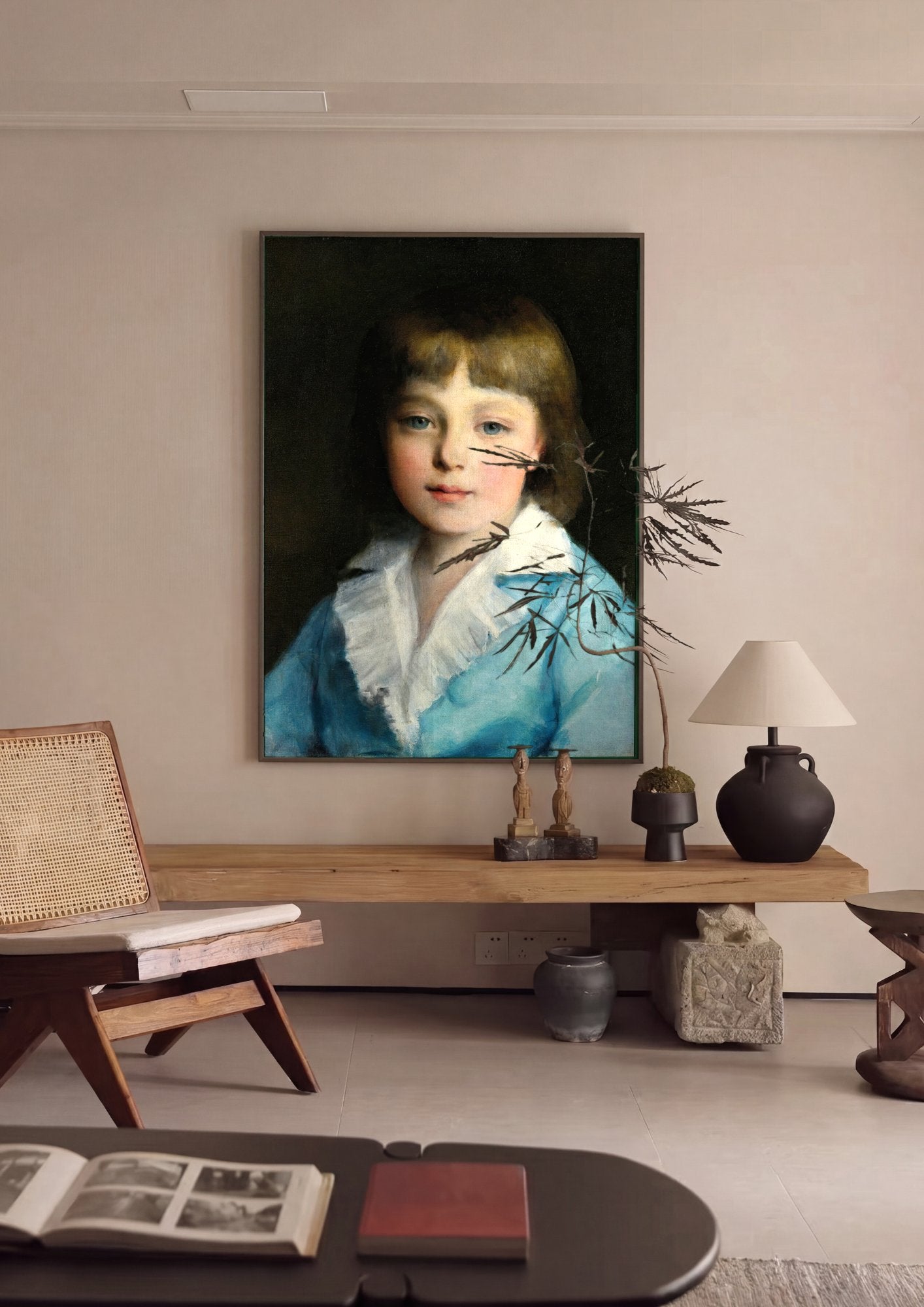 Quadro Decorativo Retrato de Menino - Renoir em ambiente decorado