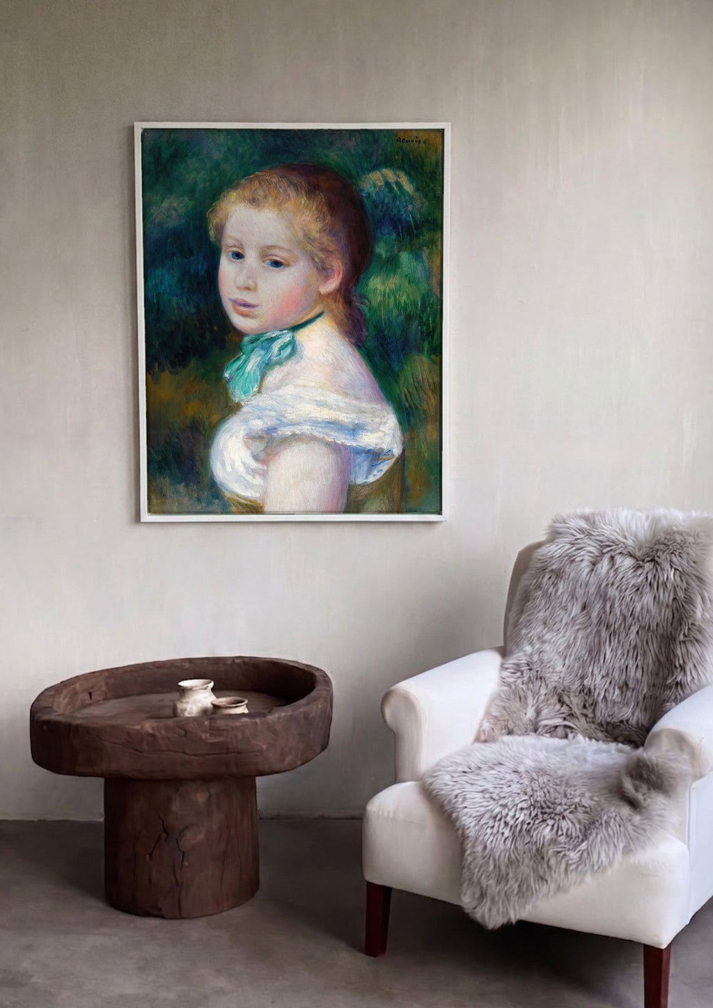Quadro Decorativo Retrato de Menina - Renoir em ambiente decorado
