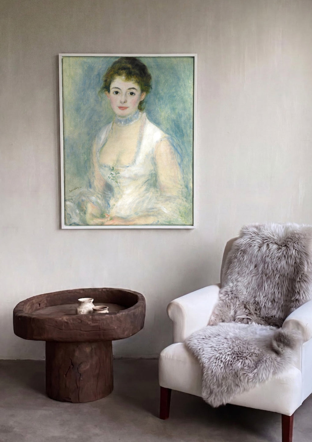 Quadro Decorativo Retrato de Mulher - Renoir em ambiente decorado