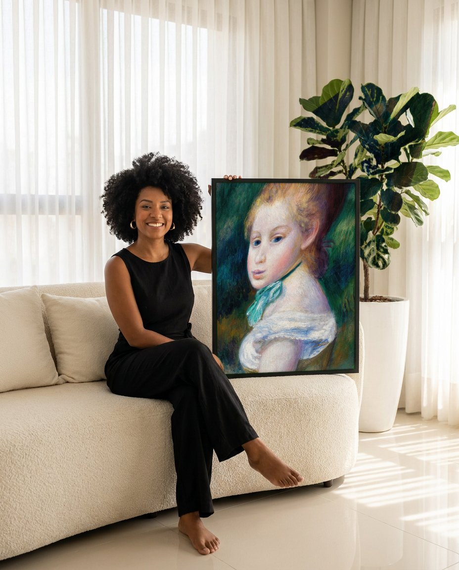 Quadro Decorativo Retrato de Menina - Renoir com modelo em ambiente