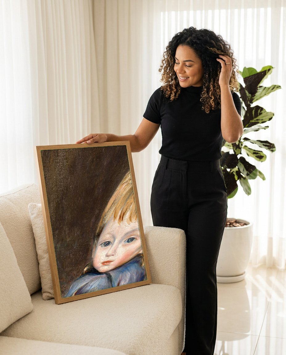 Quadro Decorativo Retrato de Menina - Renoir com modelo em ambiente