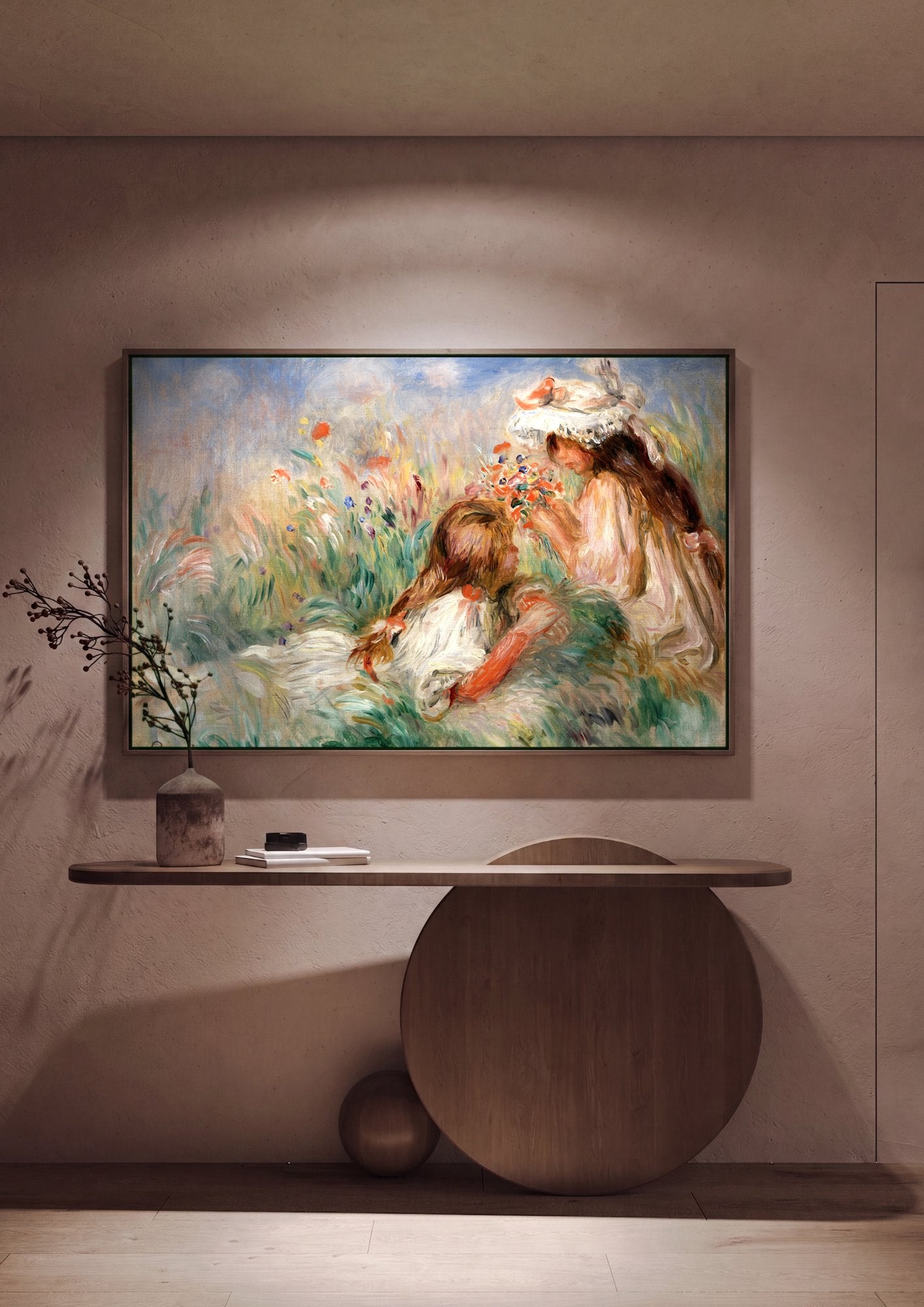 Quadro Decorativo Crianças no Campo - Renoir em ambiente decorado