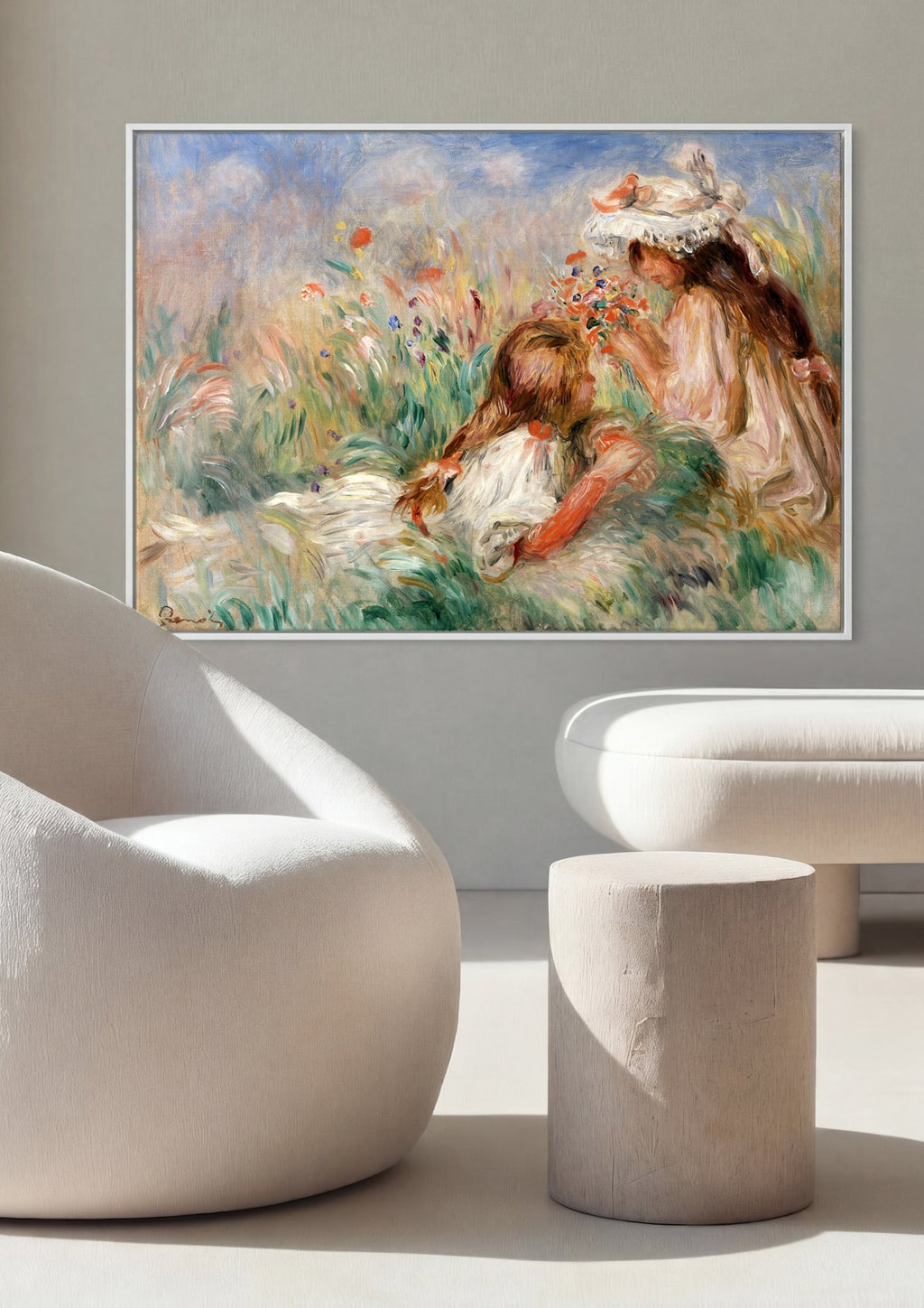 Quadro Decorativo Crianças no Campo - Renoir em ambiente decorado