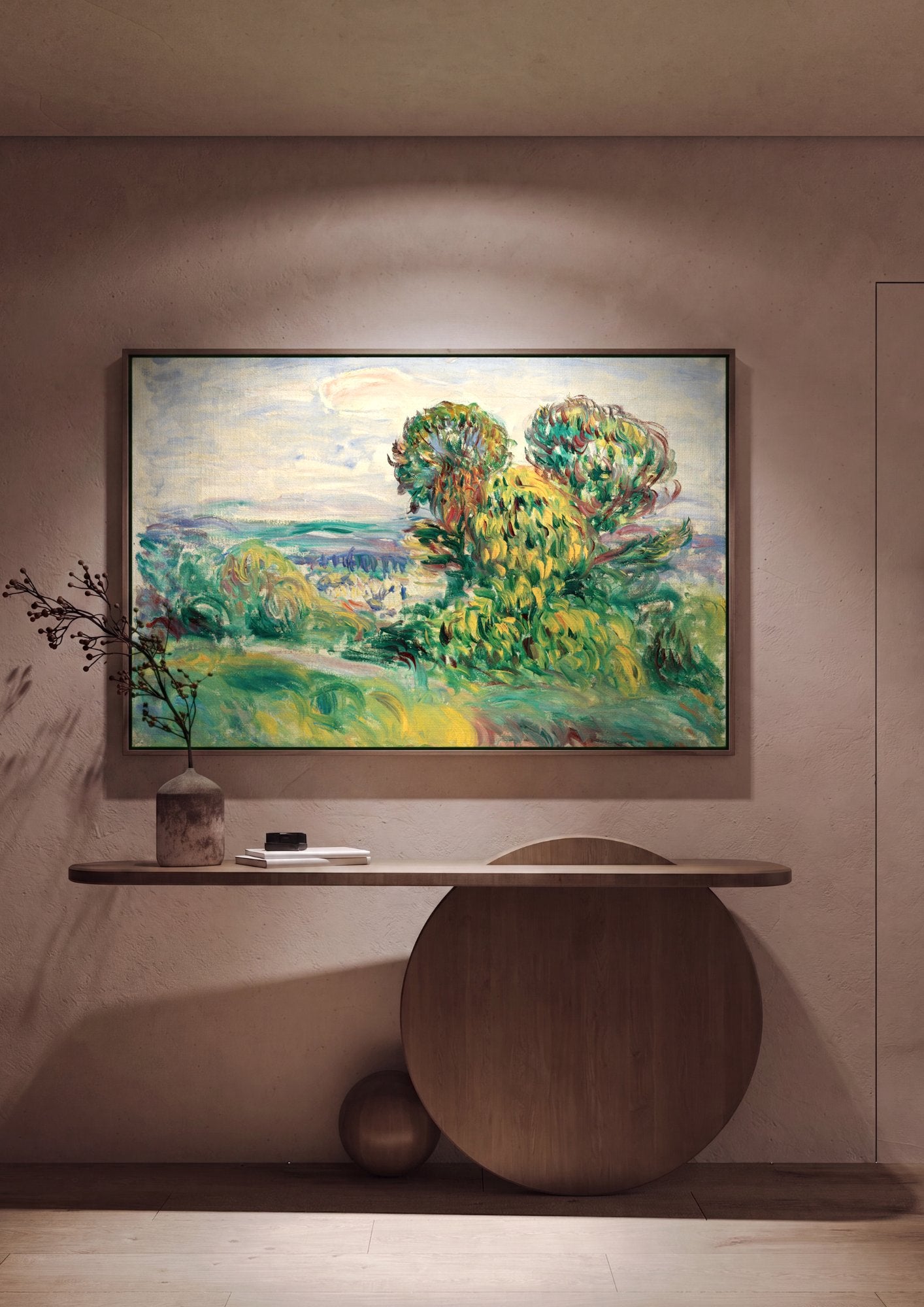 Quadro Decorativo Paisagem Vibrante - Renoir em ambiente decorado