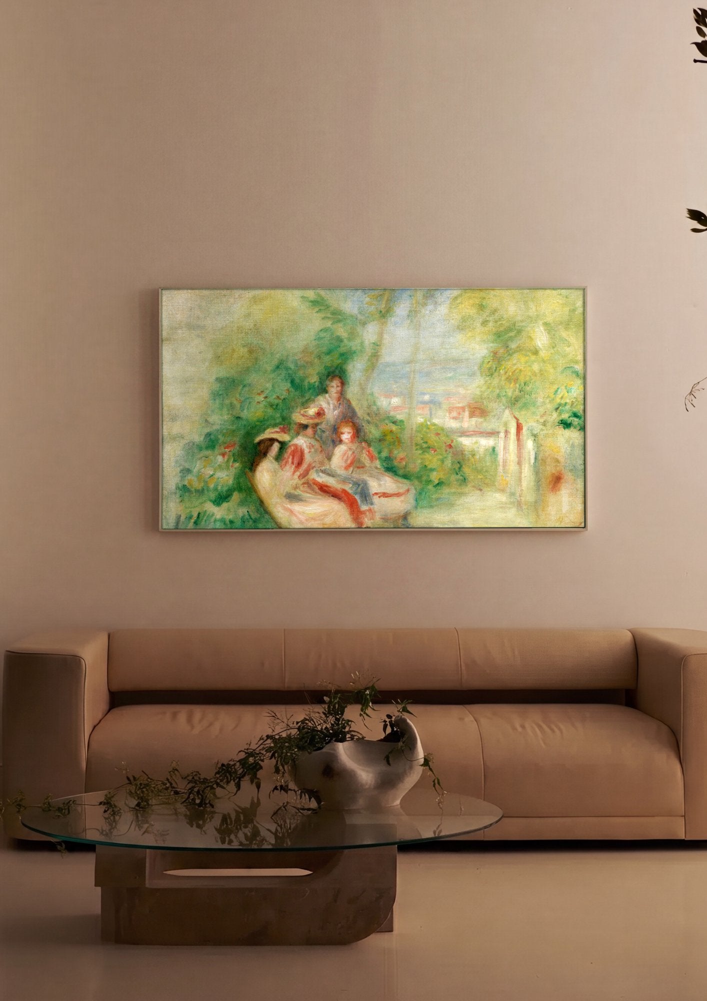 Quadro Decorativo Família no Jardim - Renoir em ambiente decorado