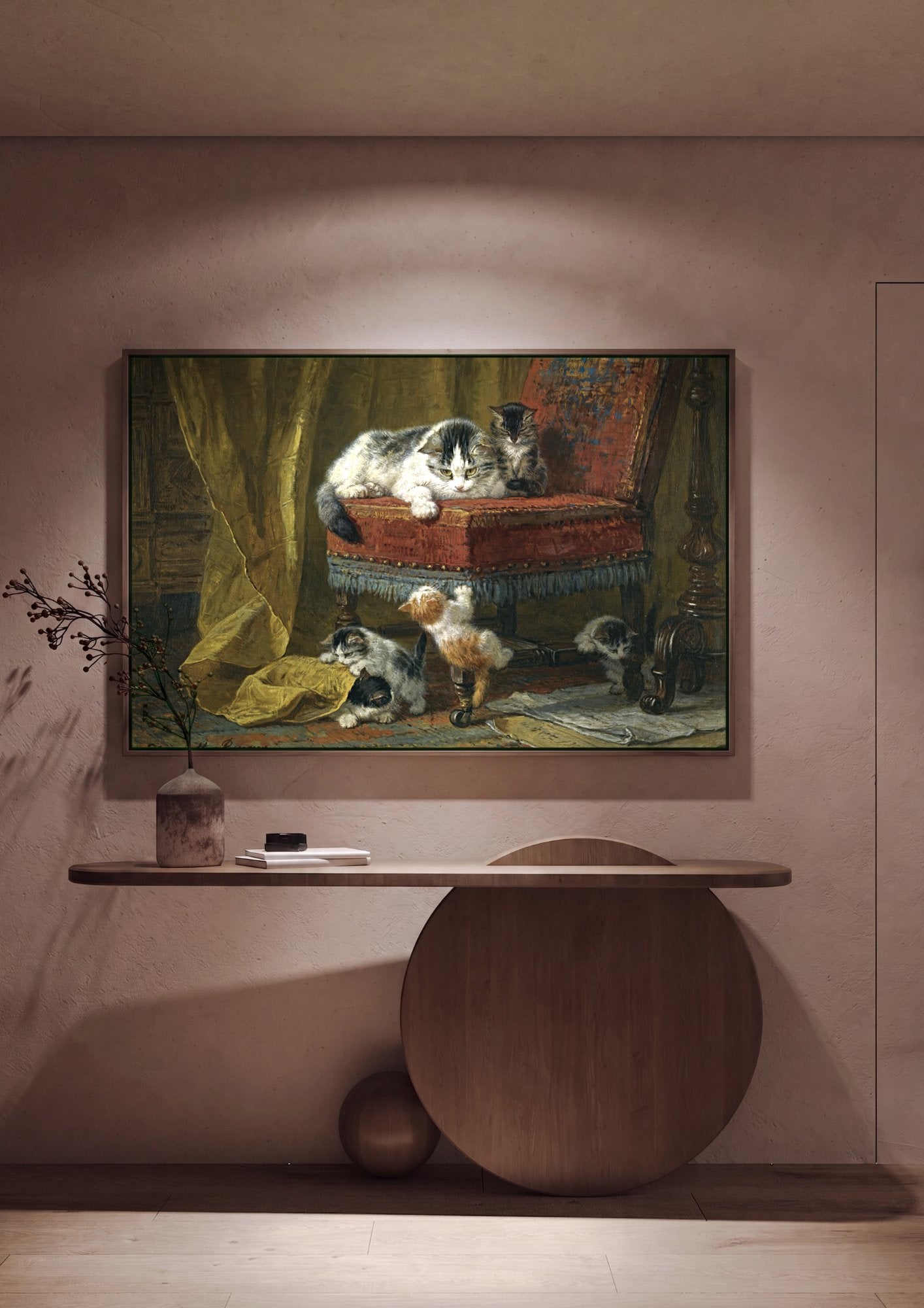 Quadro Decorativo Gatos Brincalhões - Henriëtte Ronner-Knip em ambiente decorado