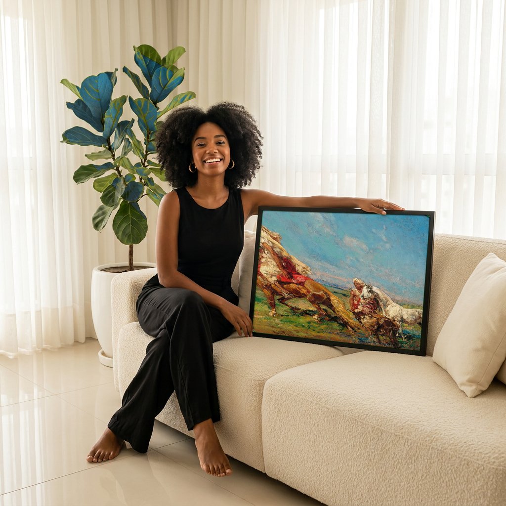 Quadro Decorativo Cena Orientalista - Henri Rousseau com modelo em ambiente