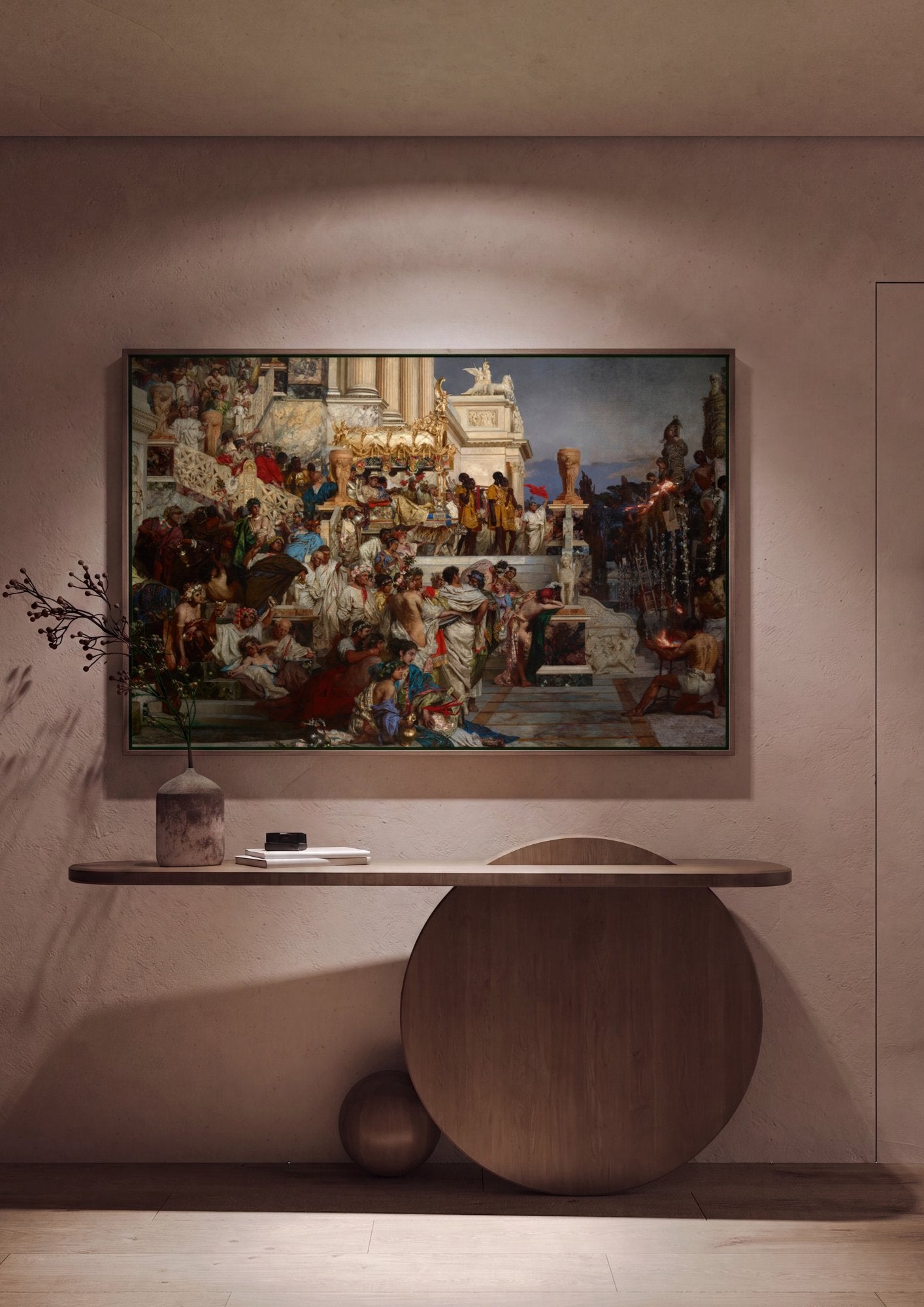 Quadro Decorativo As Tochas de Nero - Henryk Siemiradzki em ambiente decorado