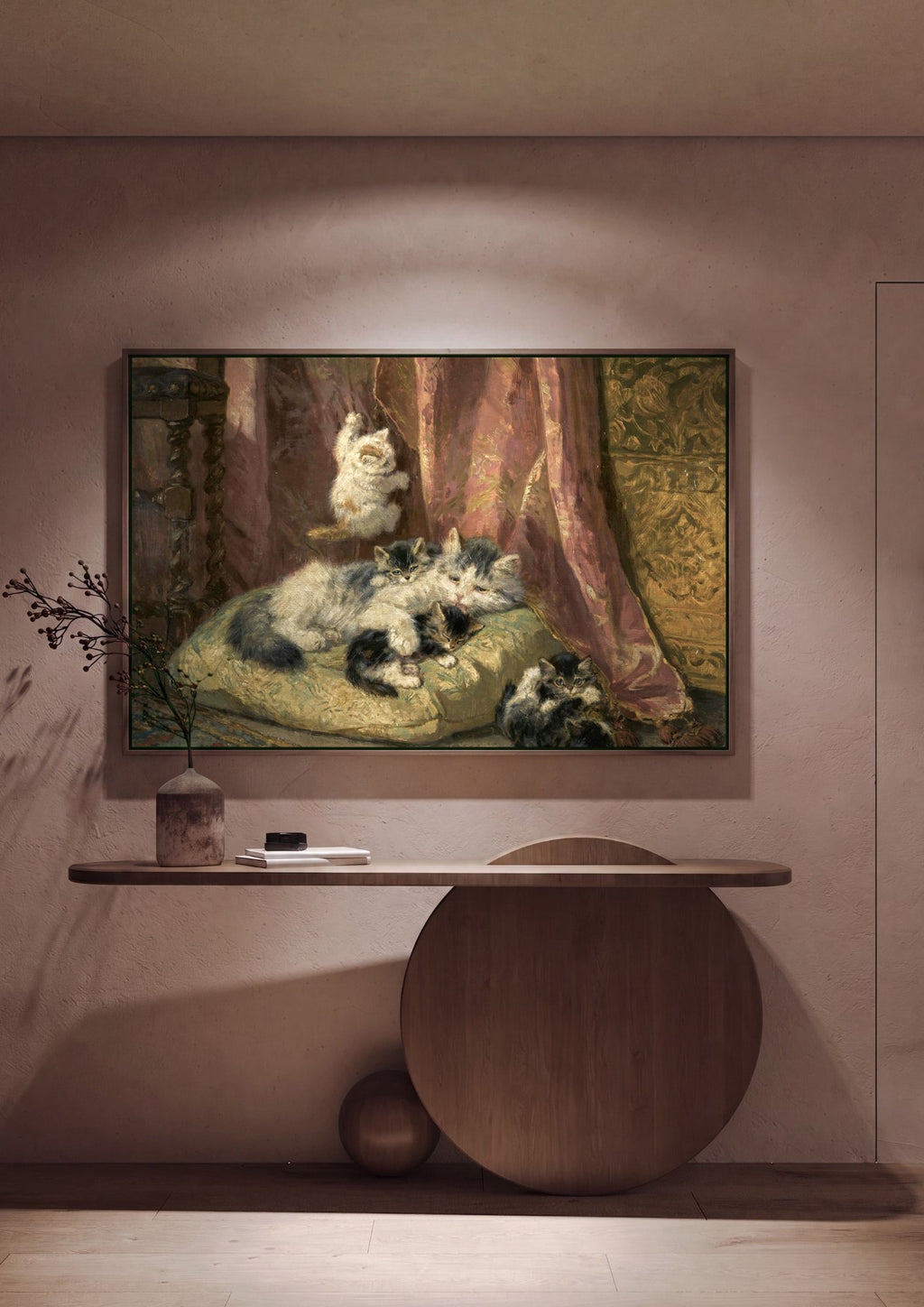 Quadro Decorativo Gatos Brincalhões - Henriëtte Ronner-Knip em ambiente decorado