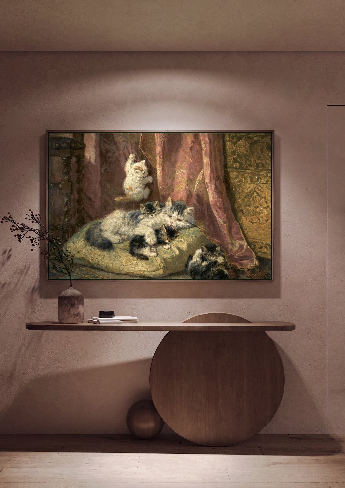 Quadro Decorativo Gatos Brincalhões - Henriëtte Ronner-Knip em ambiente decorado