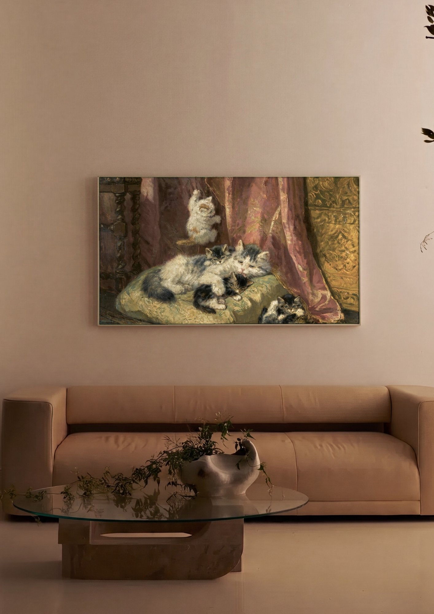 Quadro Decorativo Gatos Brincalhões - Henriëtte Ronner-Knip em ambiente decorado