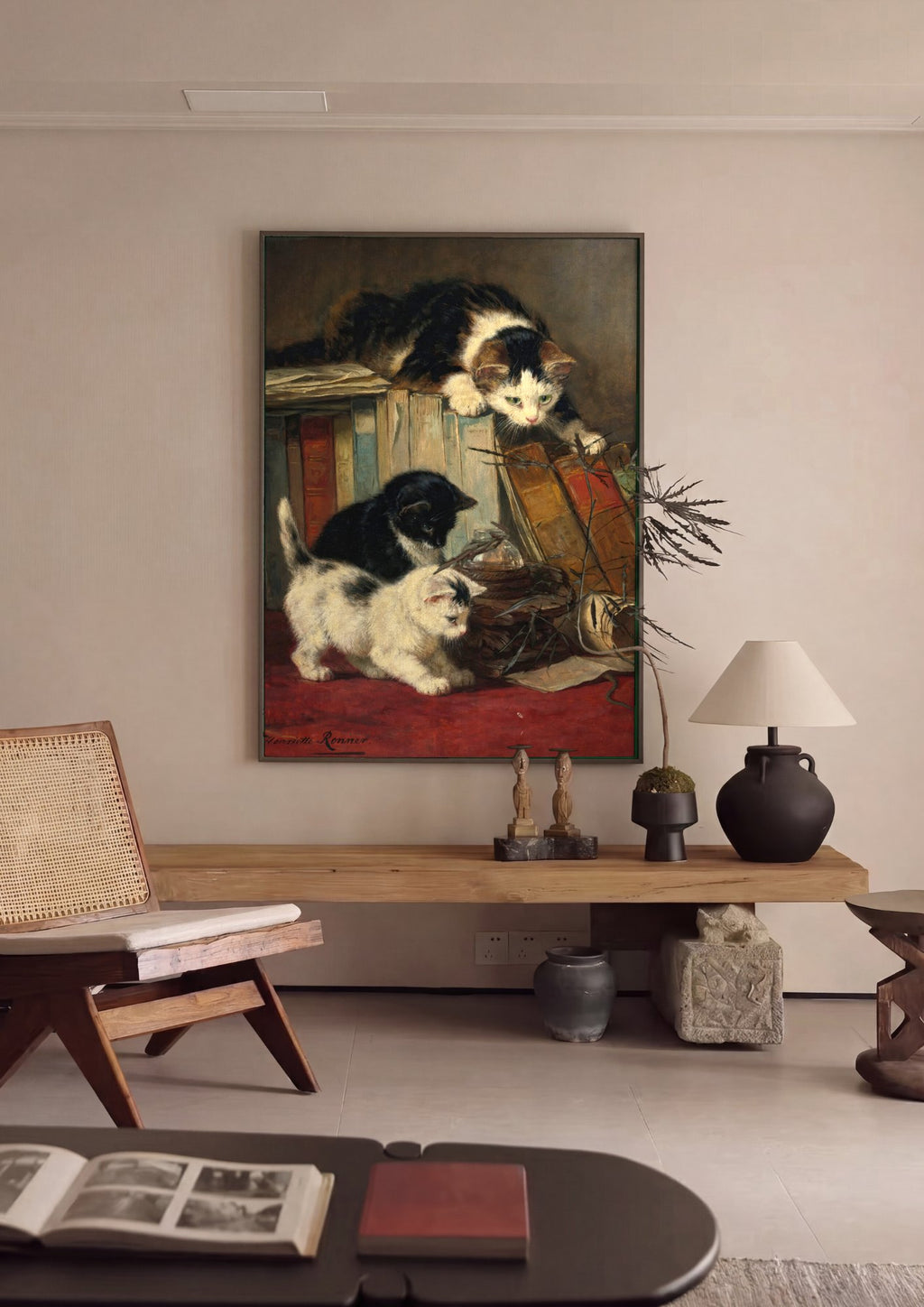 Quadro Decorativo Gatos Brincalhões - Henriëtte Ronner-Knip em ambiente decorado