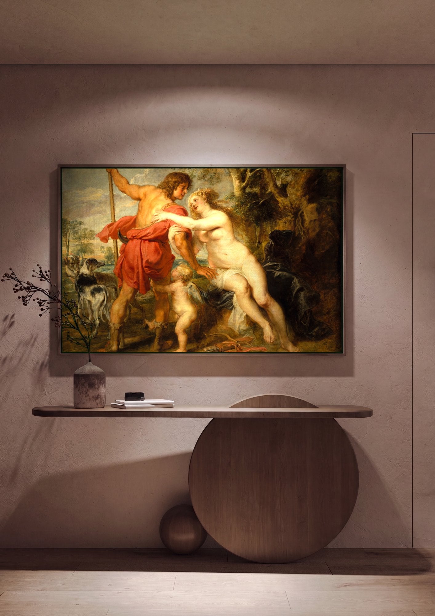 Quadro Decorativo Vênus e Adônis - Rubens em ambiente decorado