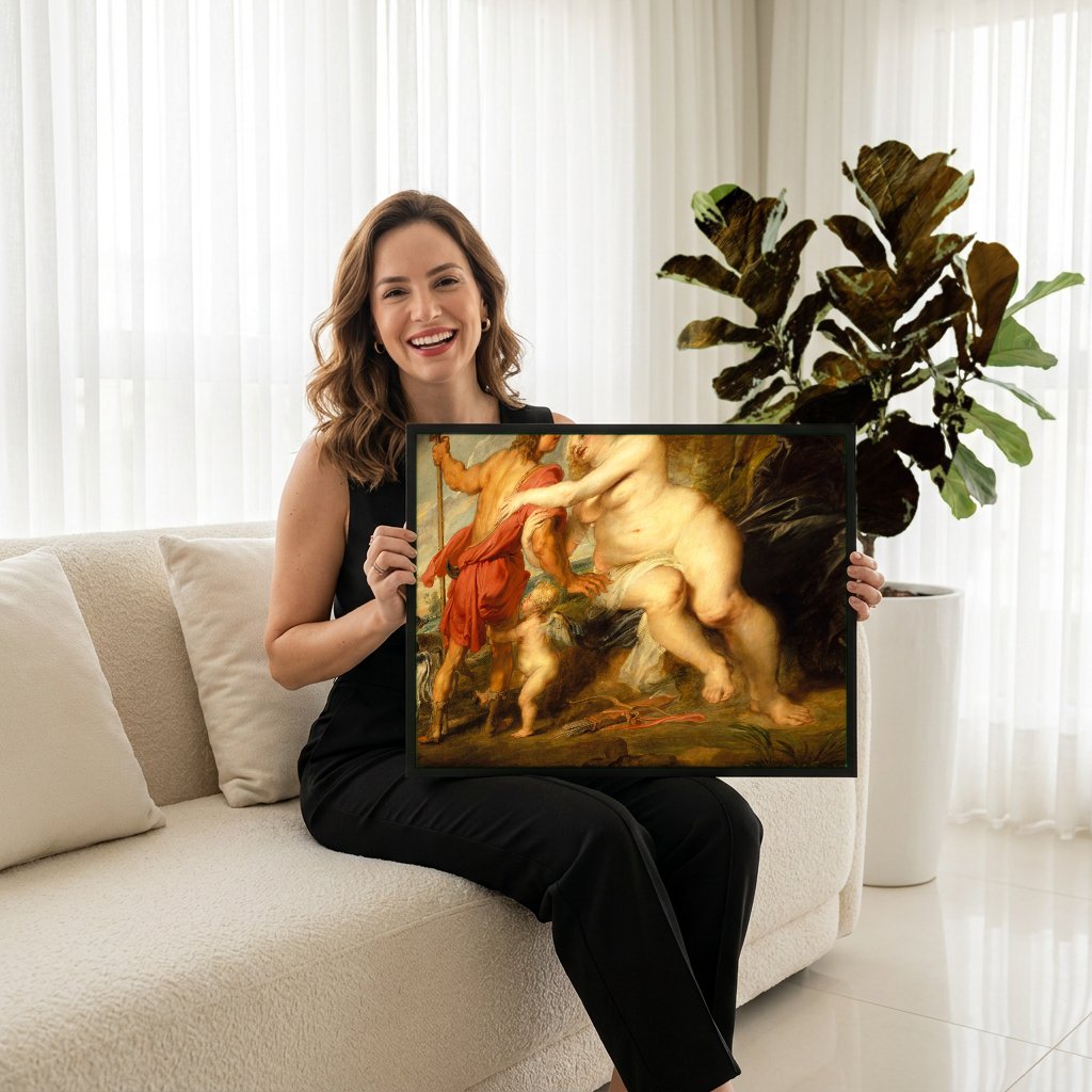 Quadro Decorativo Vênus e Adônis - Rubens com modelo em ambiente