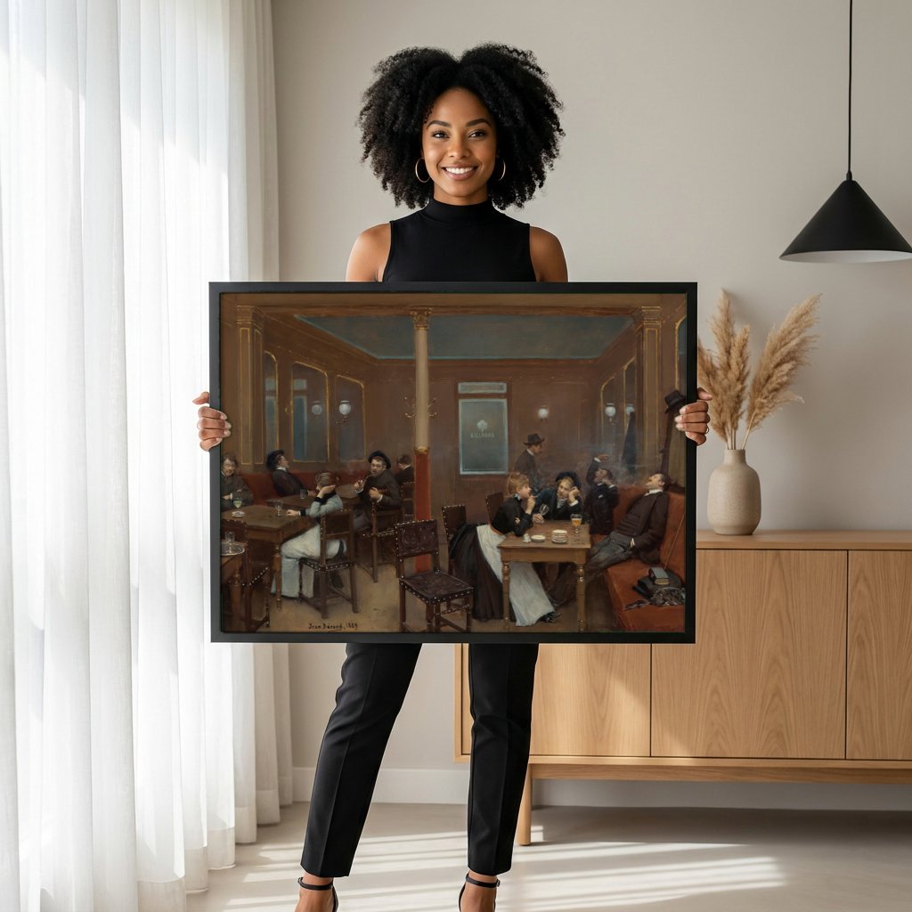 Quadro Decorativo Cena de Café Parisiense - Jean Béraud com modelo em ambiente