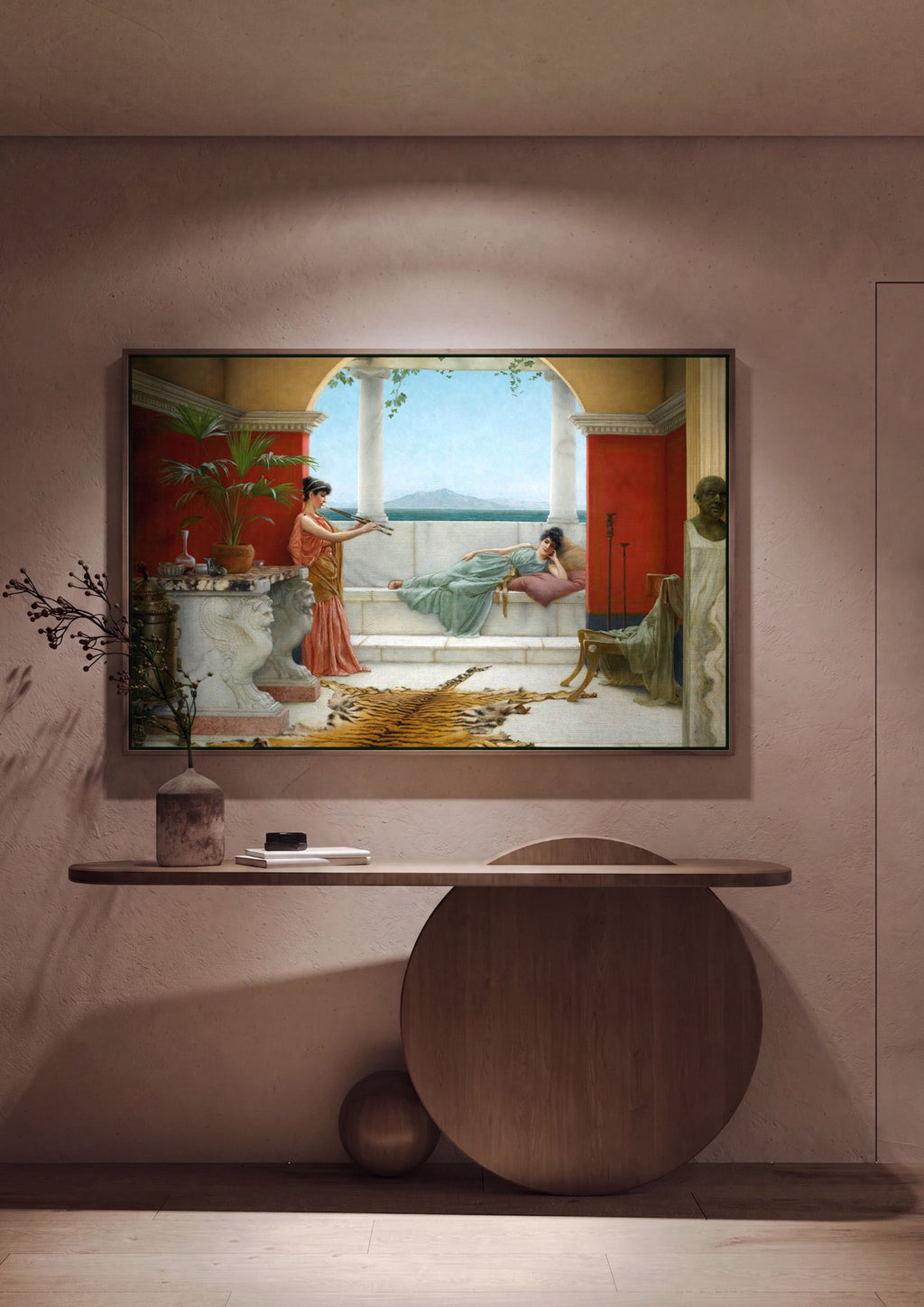 Quadro Decorativo Vesúvio e Duas Jovens - Godward em ambiente decorado