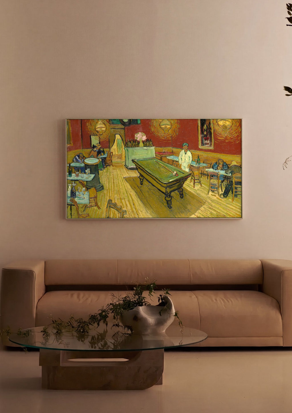 Quadro Decorativo O Café Noturno - Vincent van Gogh em ambiente decorado