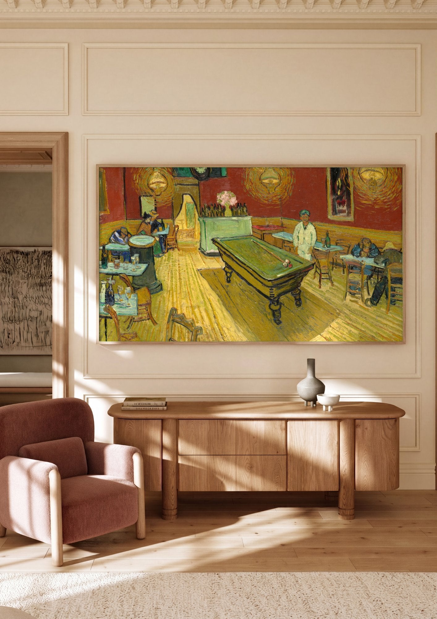 Quadro Decorativo O Café Noturno - Vincent van Gogh em ambiente decorado