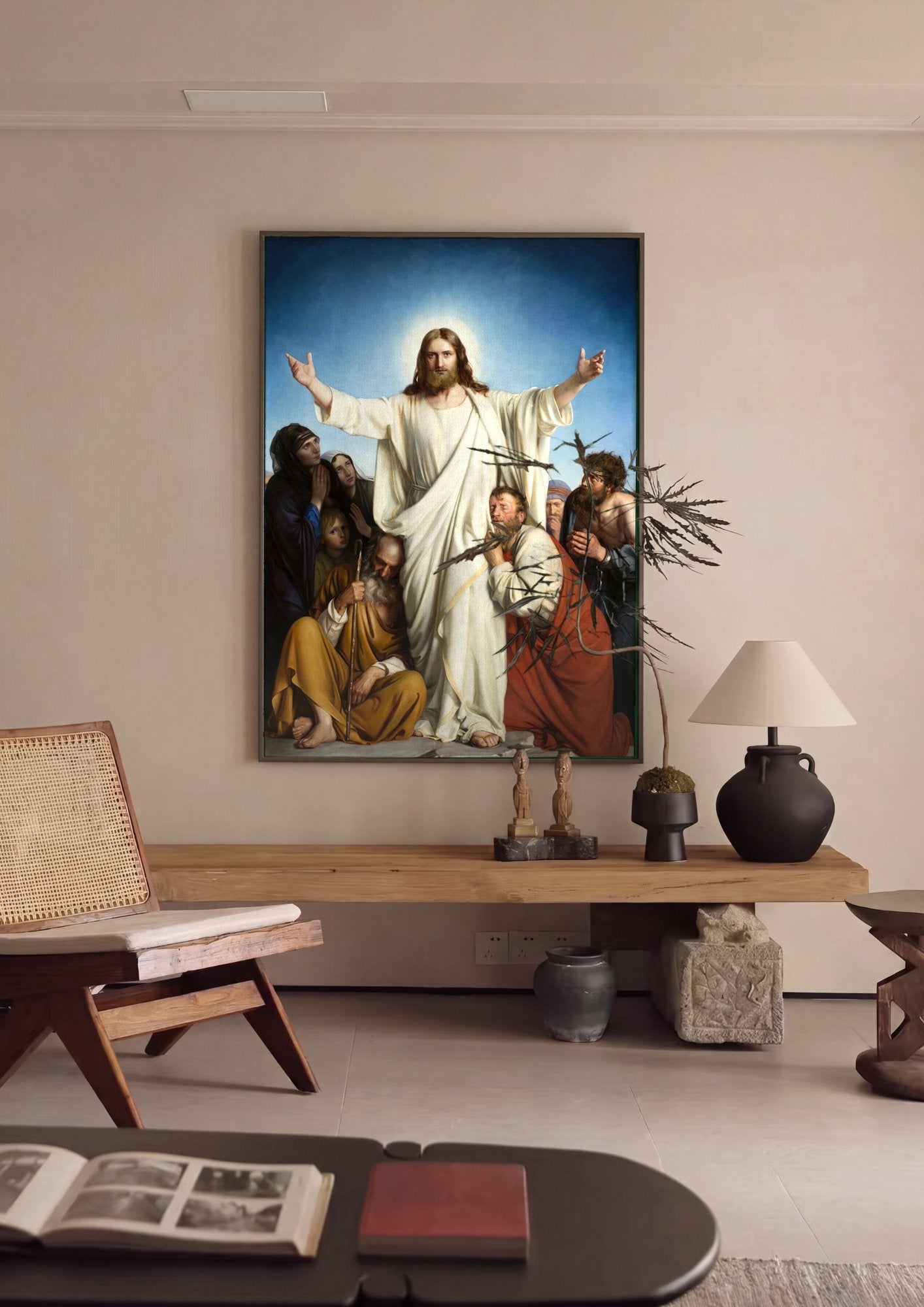 Quadro Decorativo Jesus Curando os Doentes - Carl Bloch em ambiente decorado