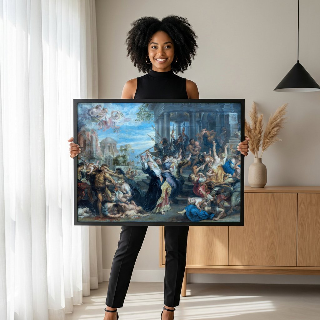 Quadro Decorativo O Massacre dos Inocentes - Rubens com modelo em ambiente