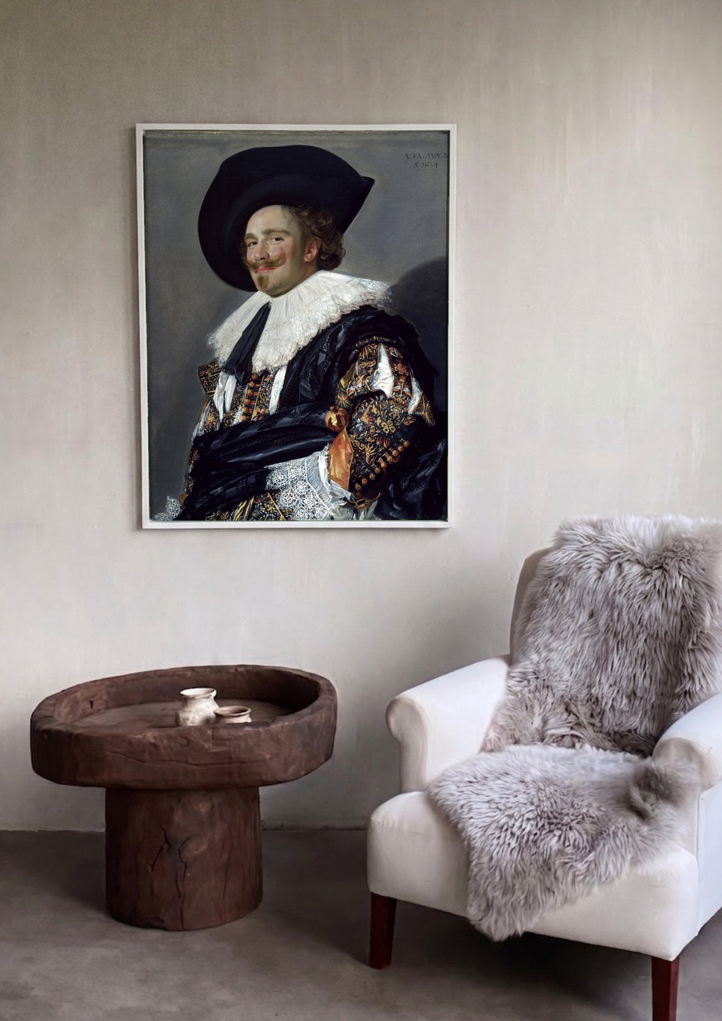 Quadro Decorativo 'O Cavalheiro Sorridente' - Frans Hals em ambiente decorado