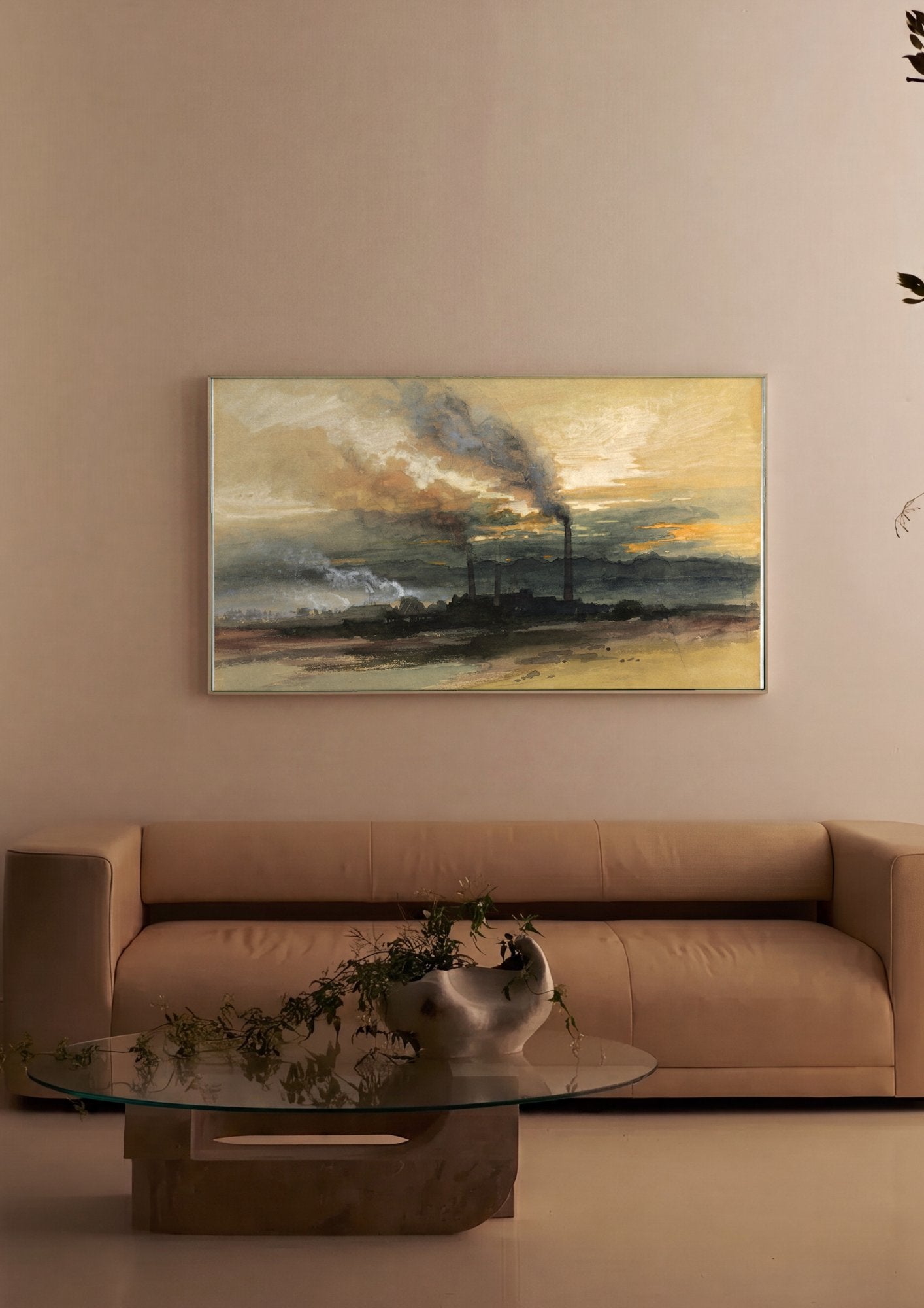 Quadro Decorativo Smelting Works at Denver - Thomas Moran em ambiente decorado