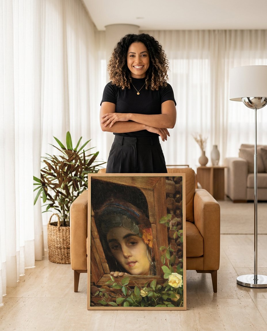 Quadro Decorativo A Jovem do Cairo - Theodoros Rall com modelo em ambiente