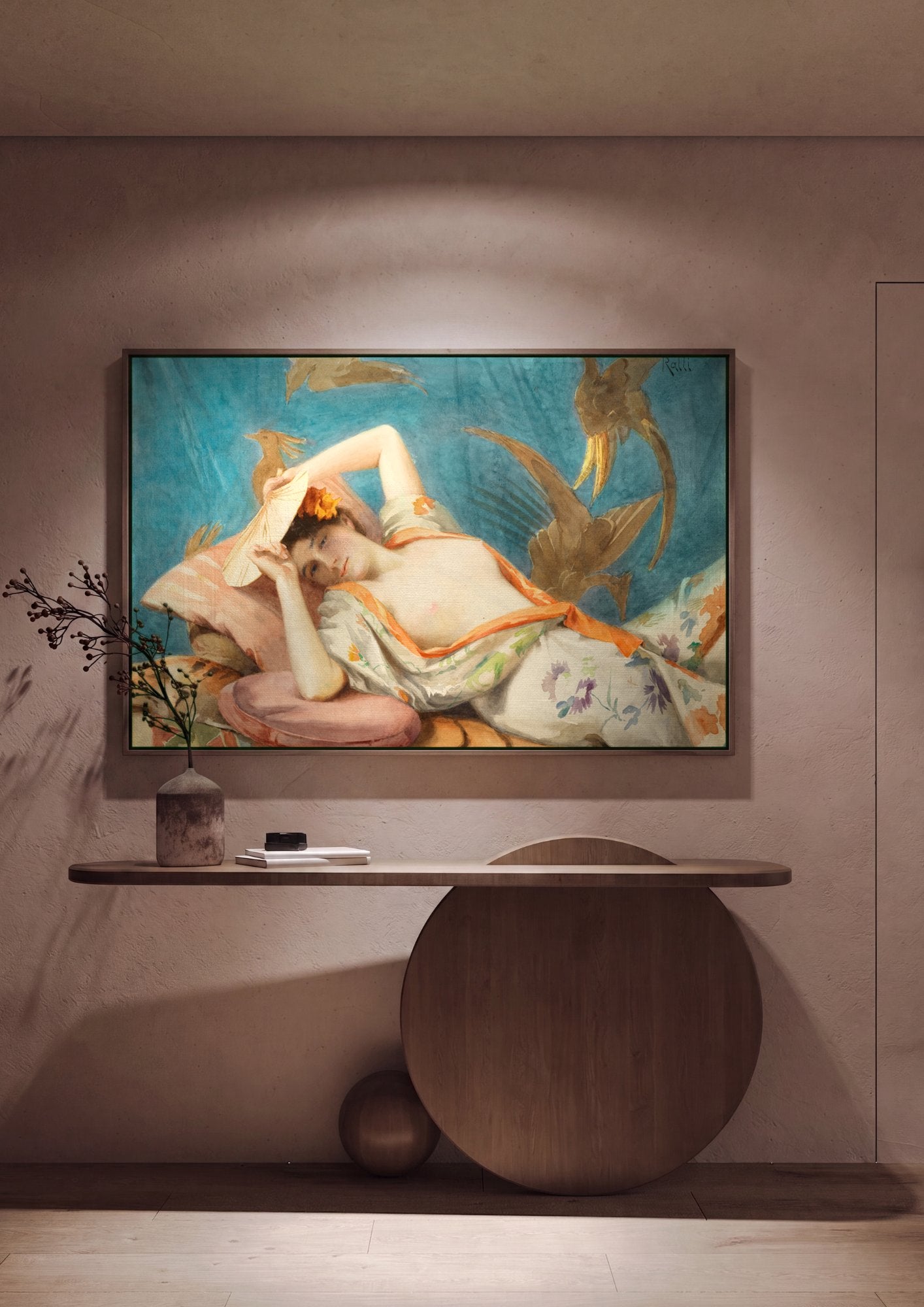 Quadro Decorativo 'A Sesta Oriental' - Theodoros Rall em ambiente decorado