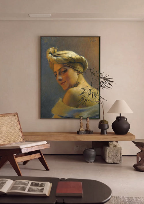 Quadro Decorativo 'A Jovem Oriental' - Theodoros Rall em ambiente decorado