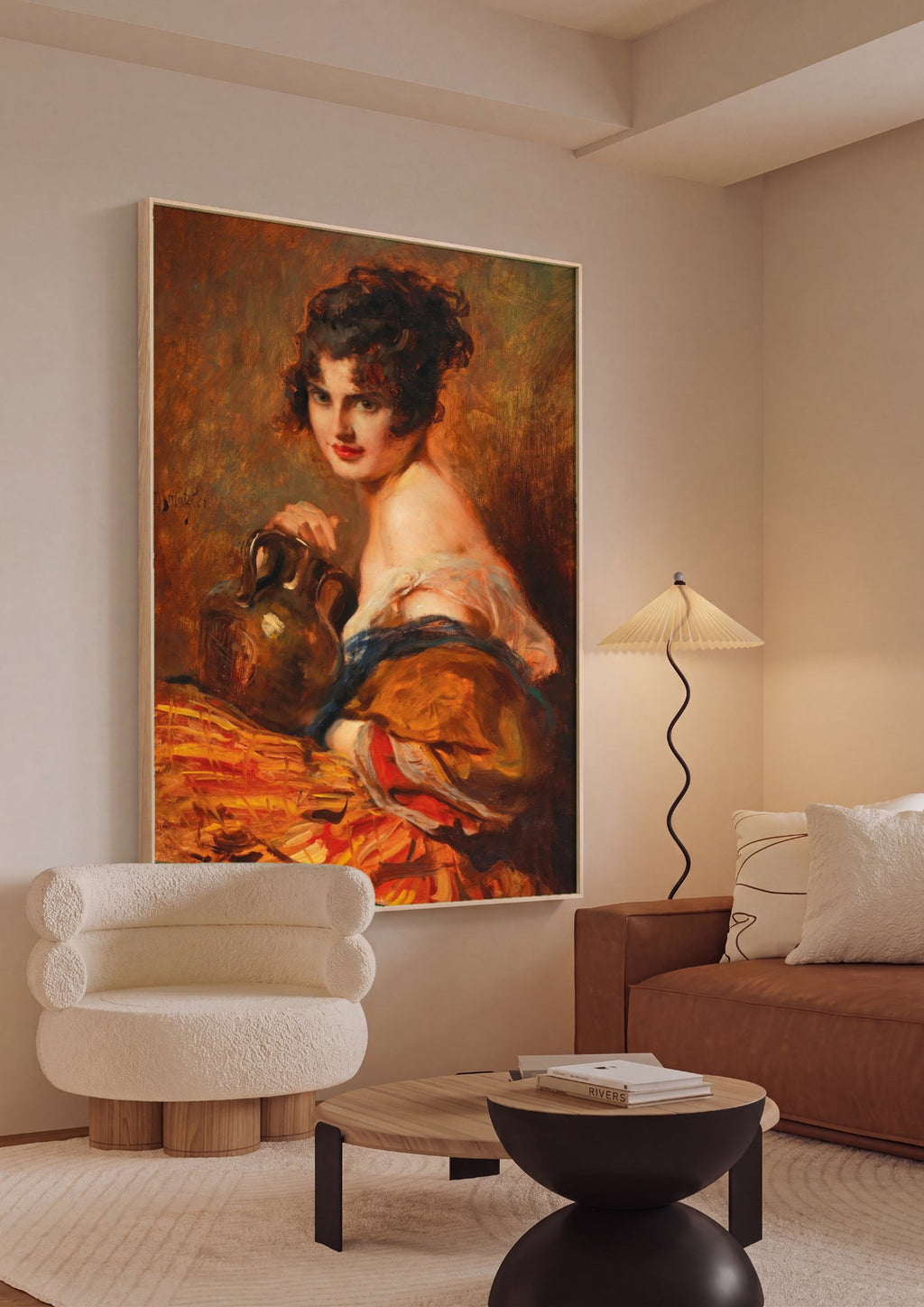 Quadro Decorativo A Jovem com Jarro - Leopold Schmutzler em ambiente decorado