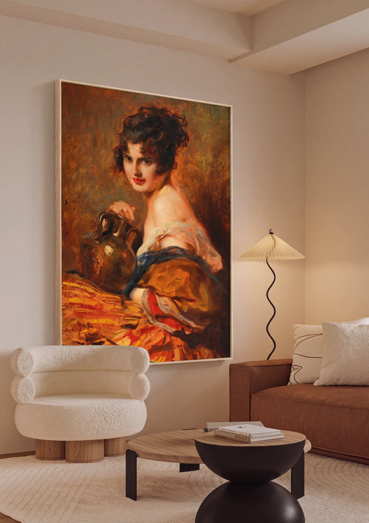 Quadro Decorativo A Jovem com Jarro - Leopold Schmutzler em ambiente decorado