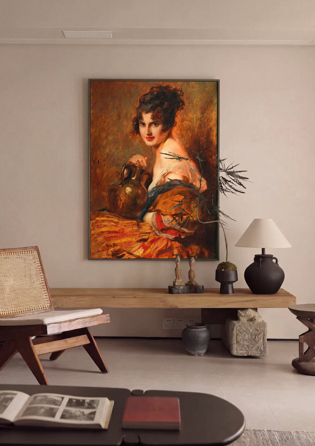 Quadro Decorativo A Jovem com Jarro - Leopold Schmutzler em ambiente decorado