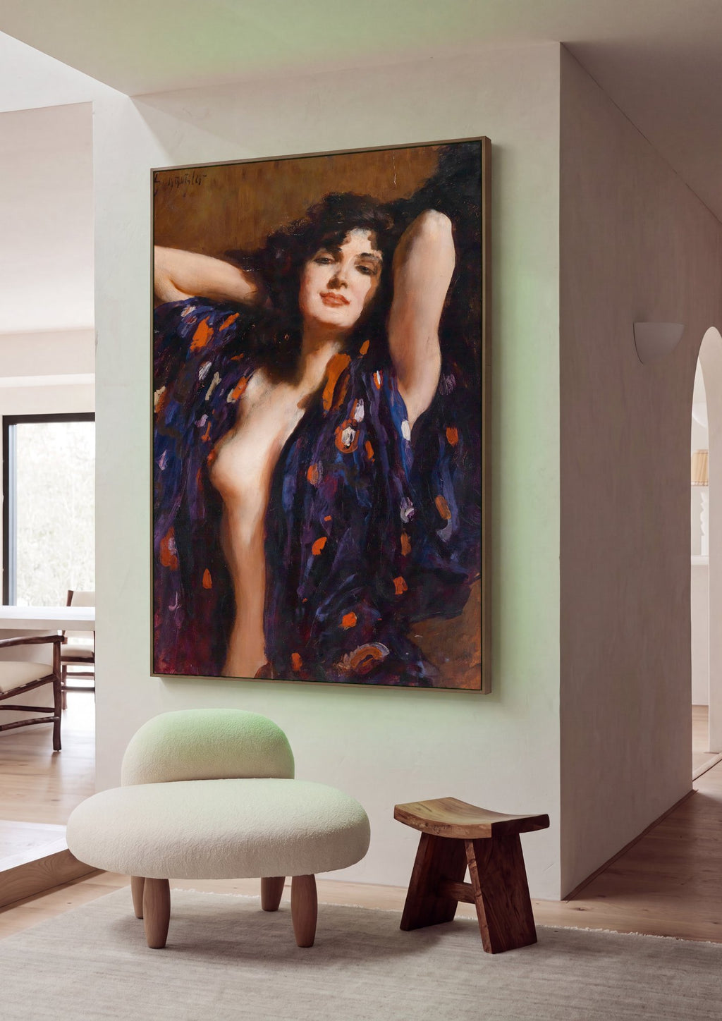 Quadro Decorativo A Dama do Quimono - Leopold Schmutzler em ambiente decorado