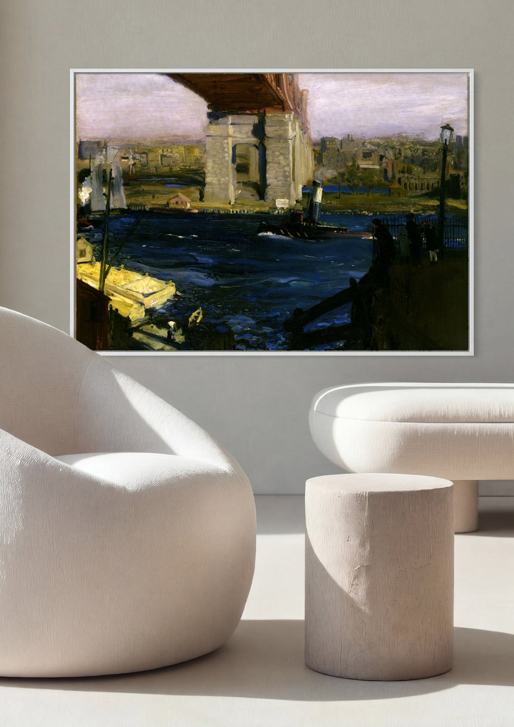 Quadro Decorativo Ponte de Brooklyn - George Bellows em ambiente decorado