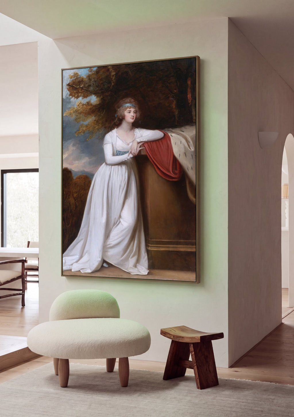 Quadro Decorativo Senhora em Branco - George Romney em ambiente decorado