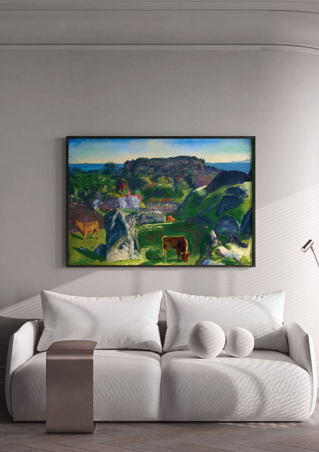 Quadro Decorativo Paisagem com Gado - George Bellows em ambiente decorado
