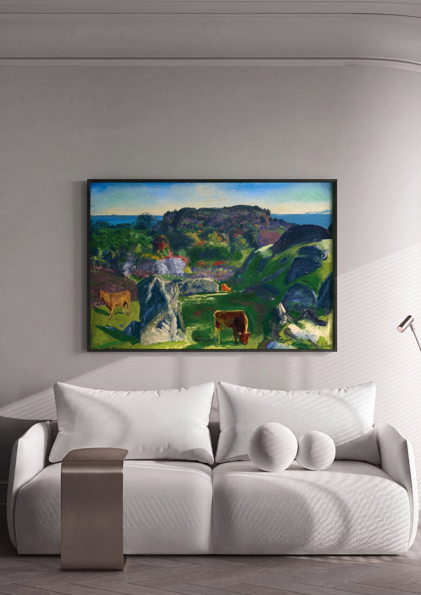 Quadro Decorativo Paisagem com Gado - George Bellows em ambiente decorado