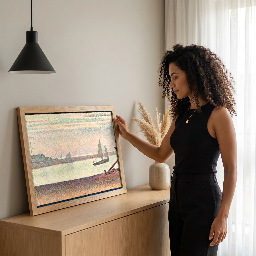 Quadro Decorativo Porto de Honfleur - Georges Seurat com modelo em ambiente