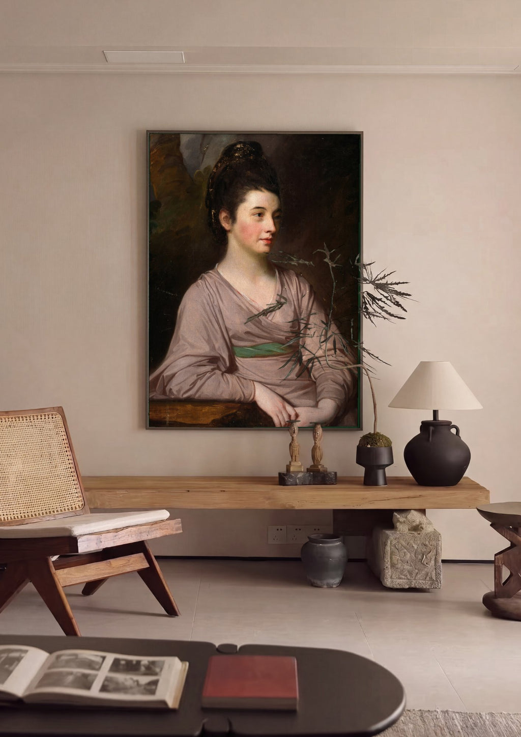 Quadro Decorativo Retrato de Mulher - George Romney em ambiente decorado