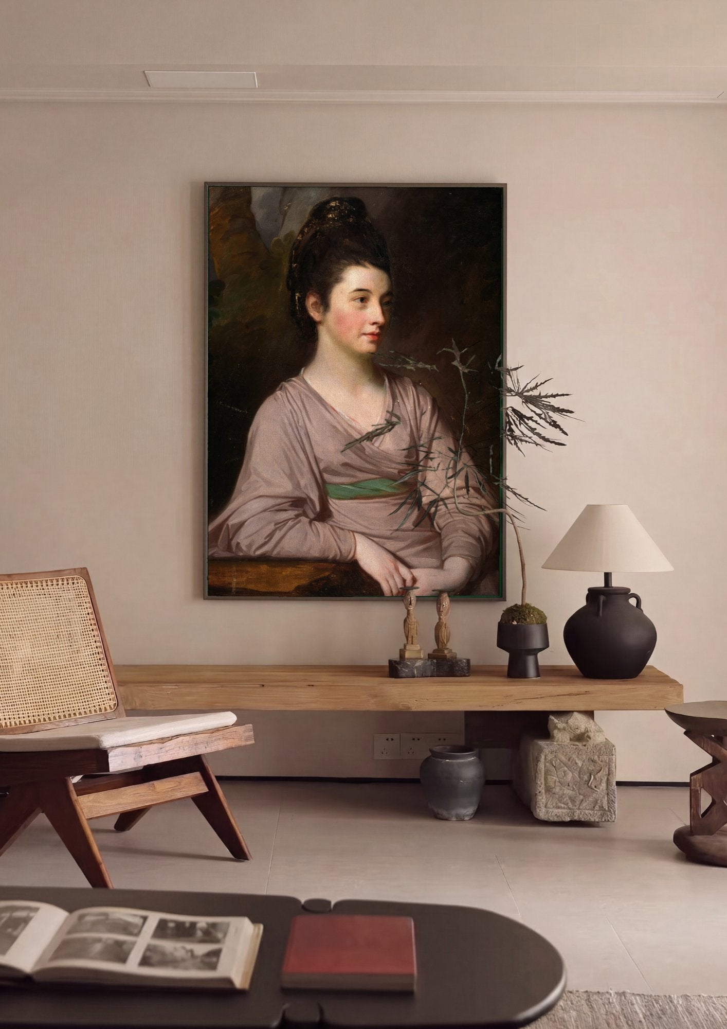 Quadro Decorativo Retrato de Mulher - George Romney em ambiente decorado
