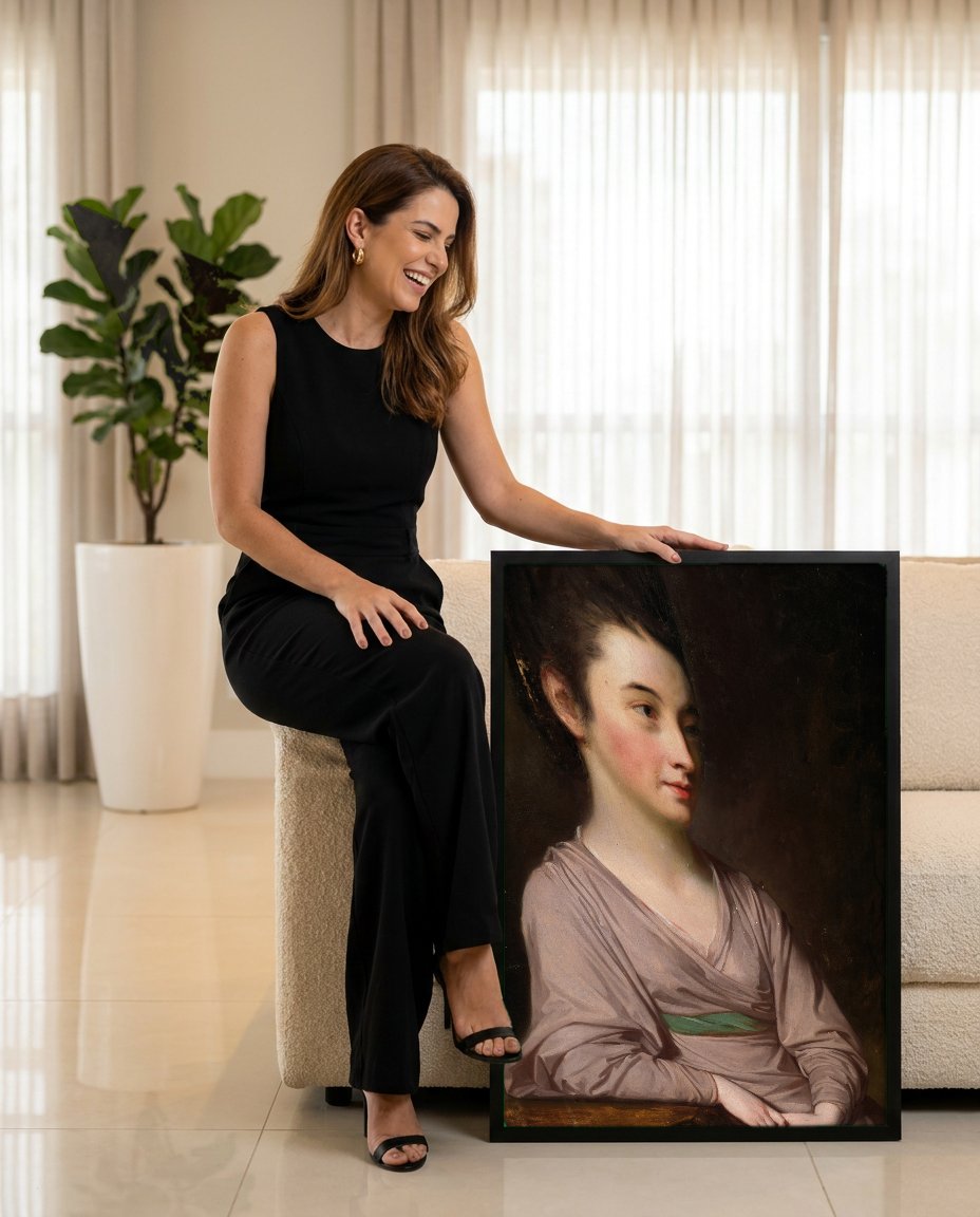 Quadro Decorativo Retrato de Mulher - George Romney com modelo em ambiente
