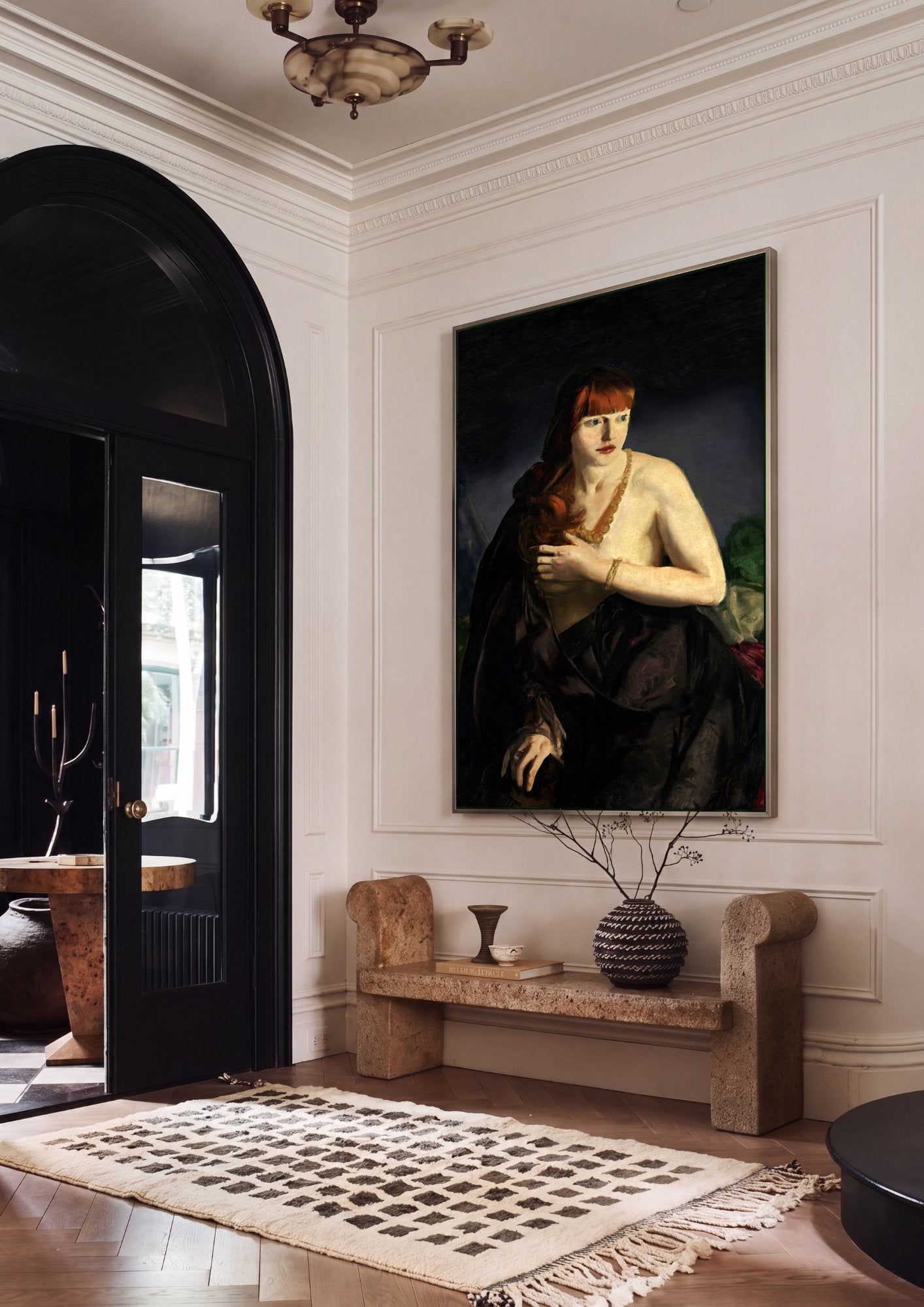 Quadro Decorativo 'Emma at the Piano' - George Bellows em ambiente decorado