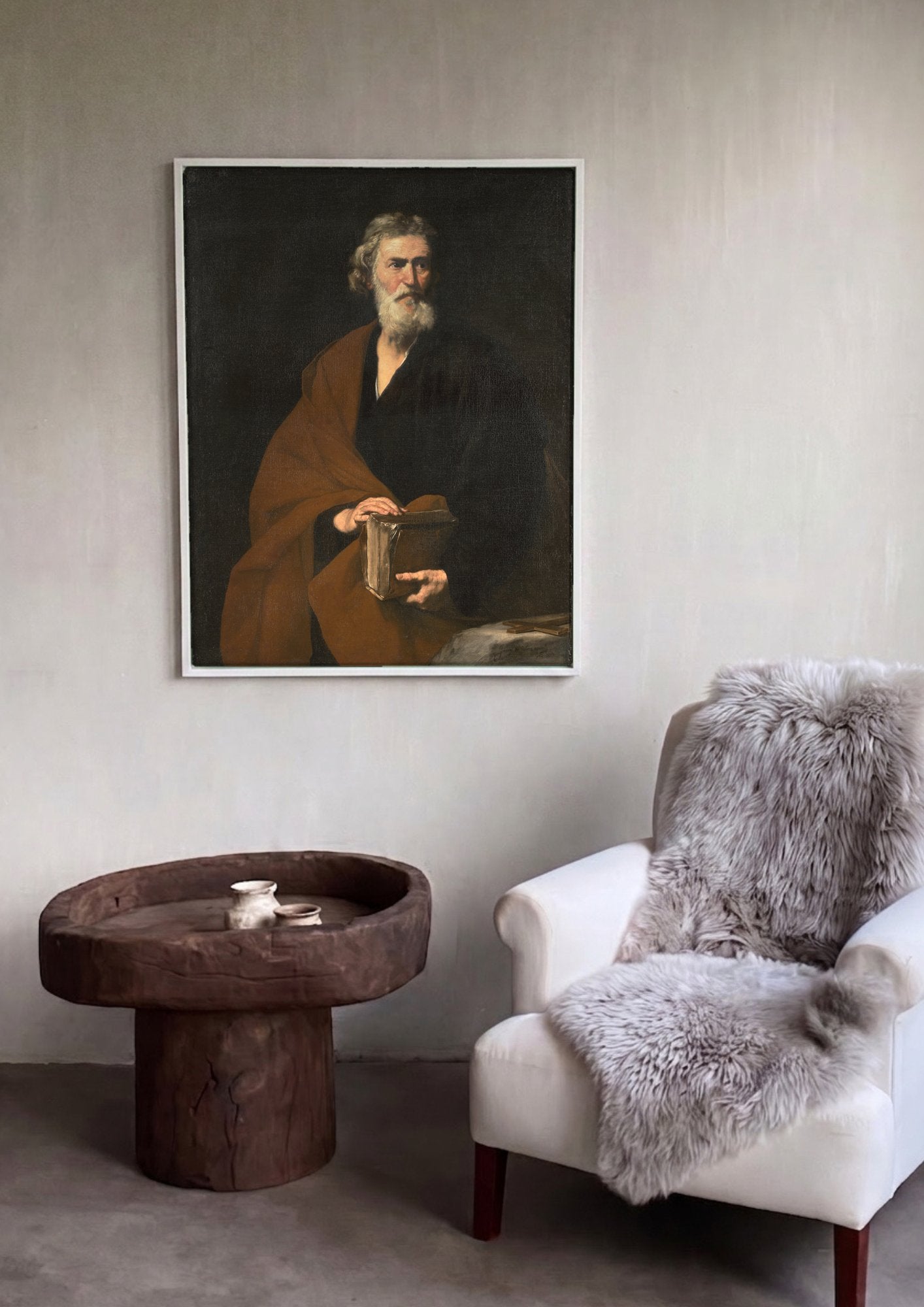 Quadro Decorativo Homem com Livro - Jusepe de Ribera em ambiente decorado