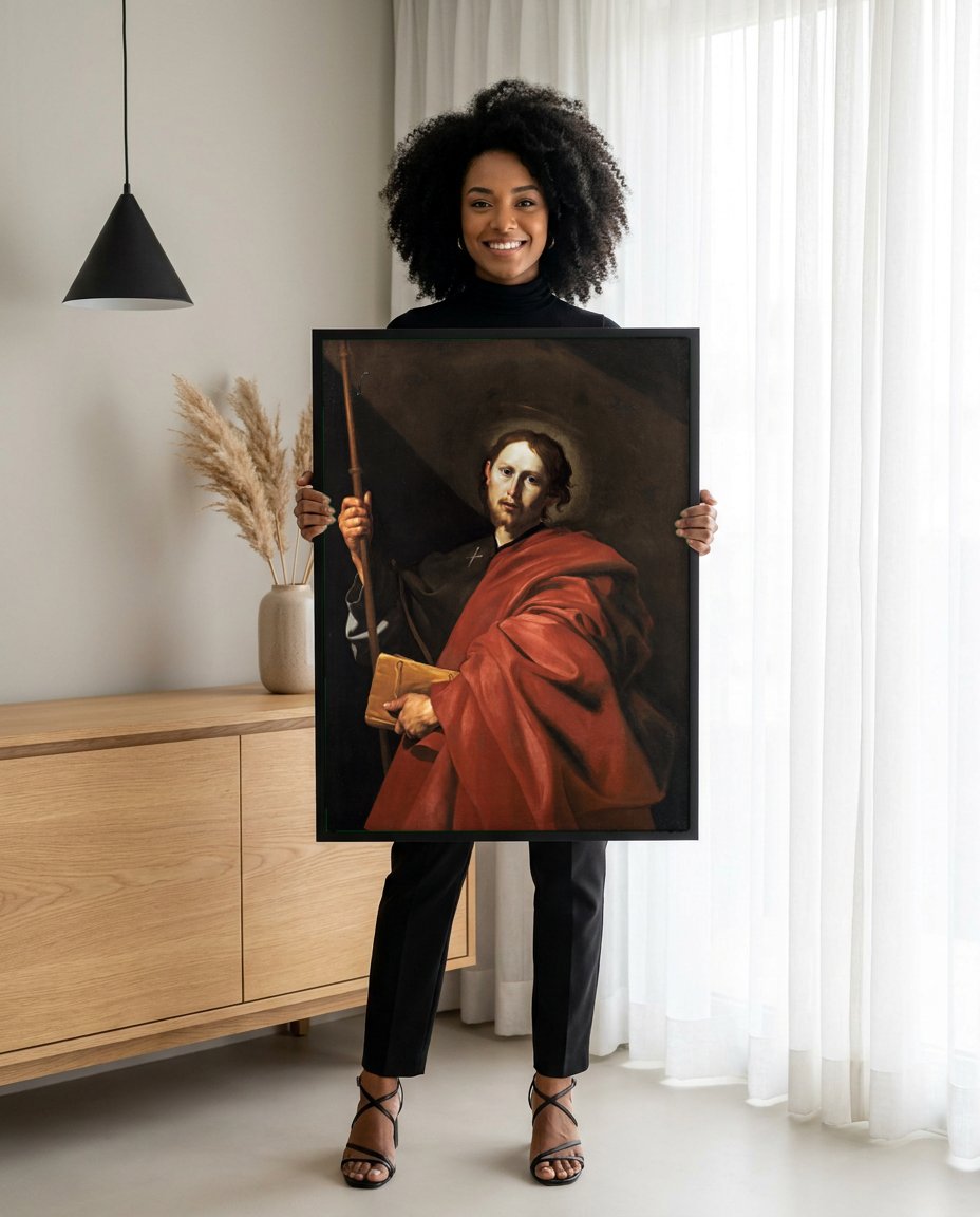Quadro Decorativo São Tiago Menor - Jusepe de Ribera com modelo em ambiente