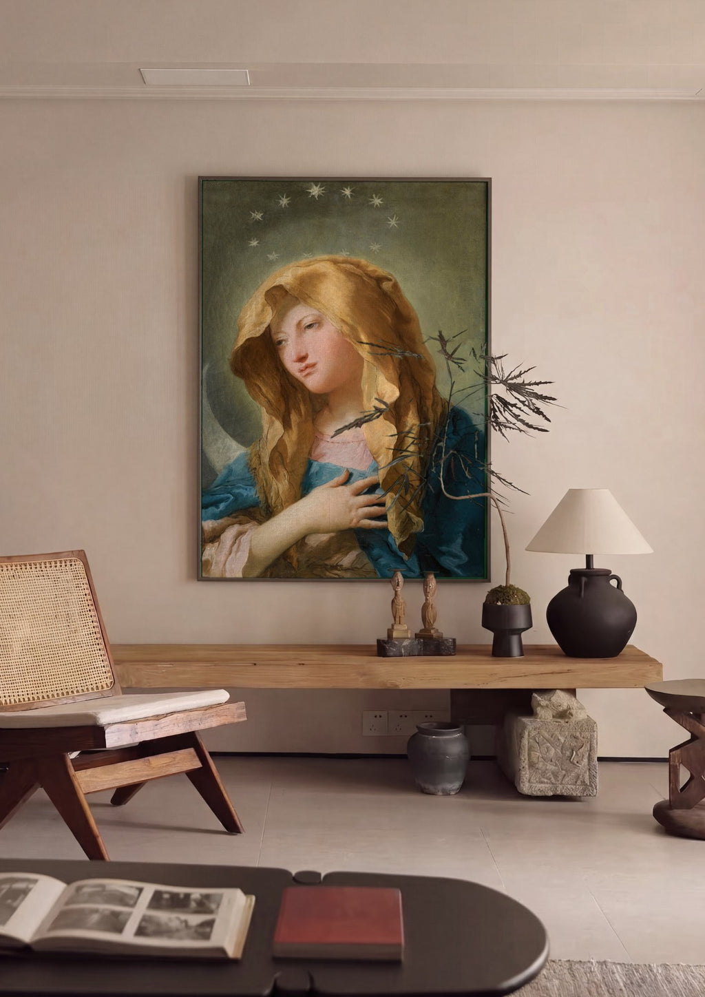 Quadro Decorativo Virgem Imaculada - Tiepolo em ambiente decorado